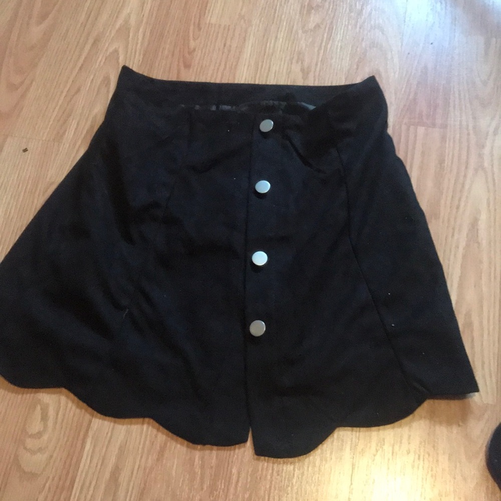 Suede button down skirt